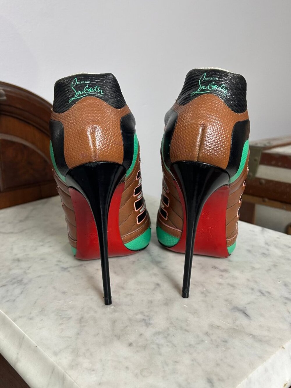 Christian Louboutin Boltina 120 Mint/Brown Sneaker Heels size 38.5 - Picture 3 of 11